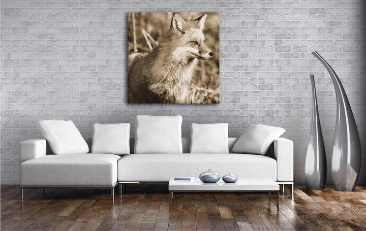 deyoli edler Fuchs Format: 70x70 Effekt: Sepia als Leinwandbild, Motiv fertig gerahmt auf Echtholzra