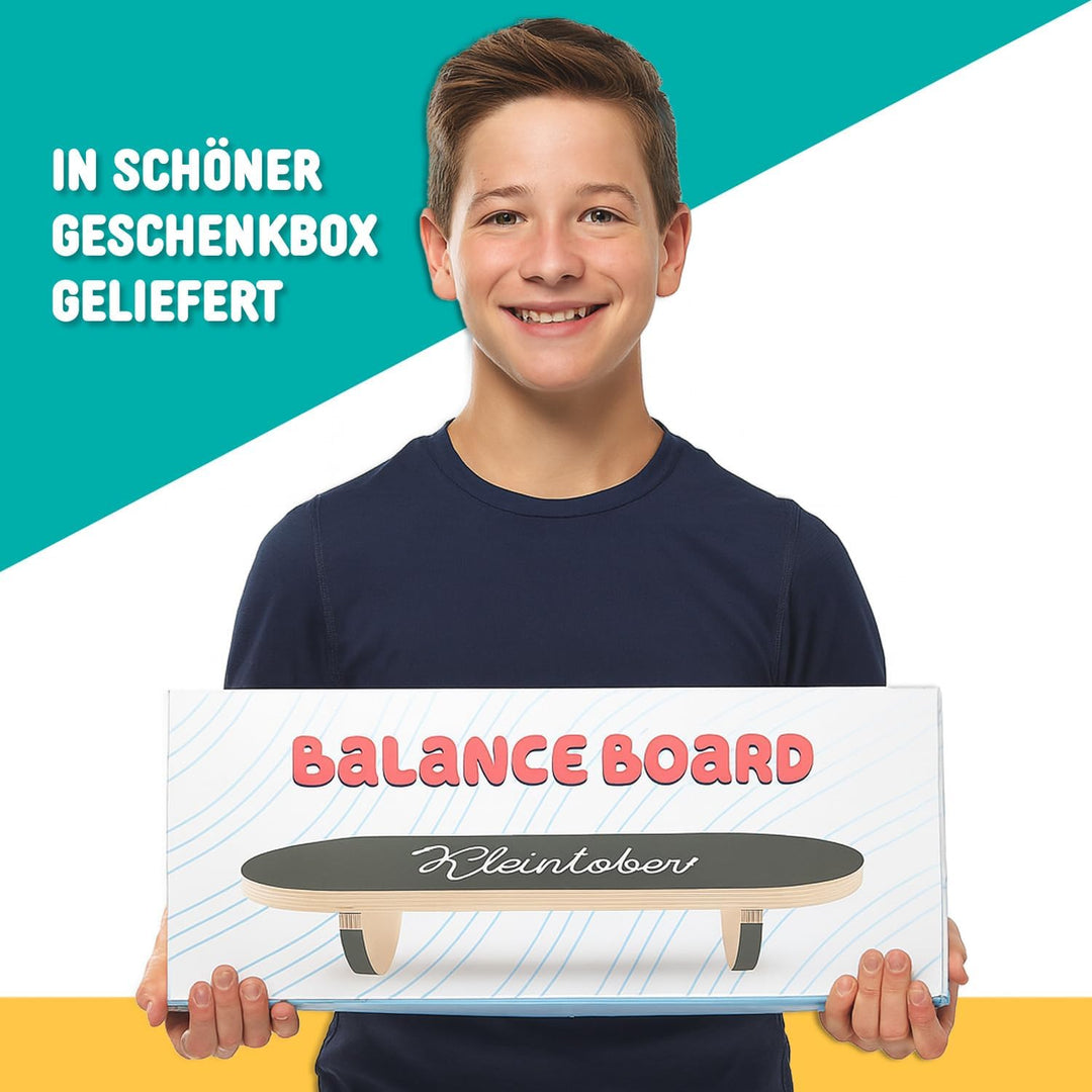 KLEINTOBER Kinder Balance Board I Balancierbrett Kinder mit 3 Schwierigkeitsstufen I Wackelbrett aus