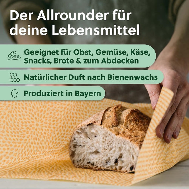 beegut BIO Bienenwachstücher Rolle 100x35cm, Nachhaltige & wiederverwendbare Frischhaltefolie zum se