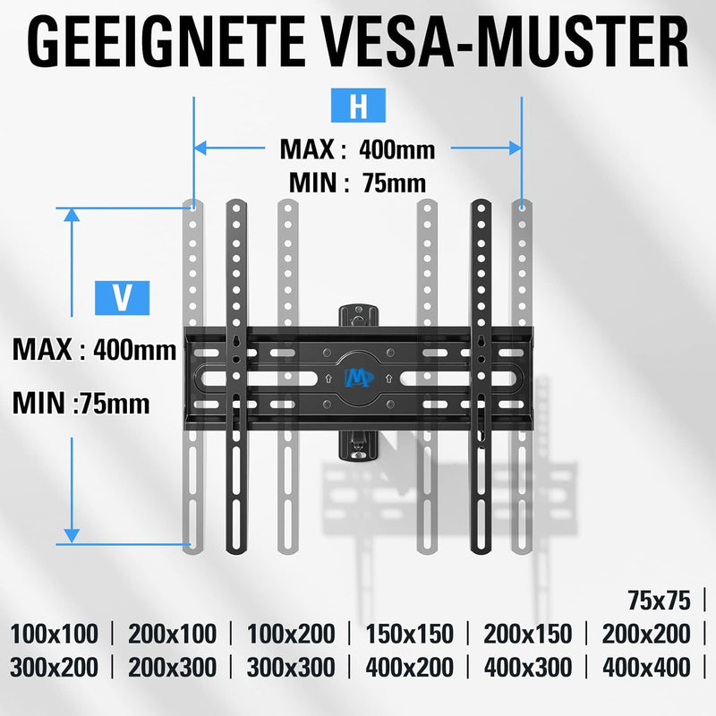 TV Wandhalterung Schwenkbar Neigbar Ausziehbar, Fernseher Wandhalterung für 26-60 Zoll Flach & Curve