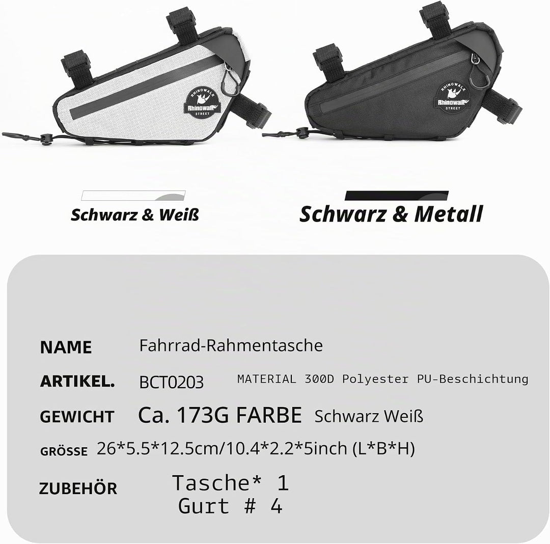 Rahmentasche Fahrrad Fahrradtasche Rahmen Dreiecktasche Rohrtasche Triangeltasche für Rennrad, Mount