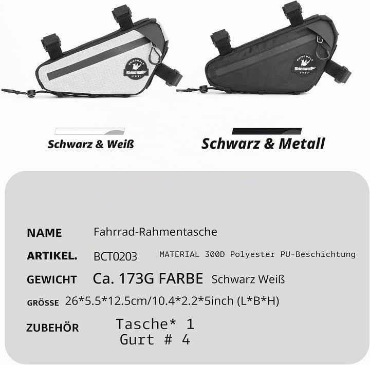 Rahmentasche Fahrrad Fahrradtasche Rahmen Dreiecktasche Rohrtasche Triangeltasche für Rennrad, Mount