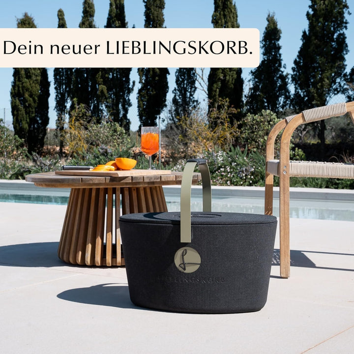 LIEBLINGSKORB Edge Black Lachsorange inkl. Deckel - ultraleichter, kippsicherer &amp; formstabiler Einka