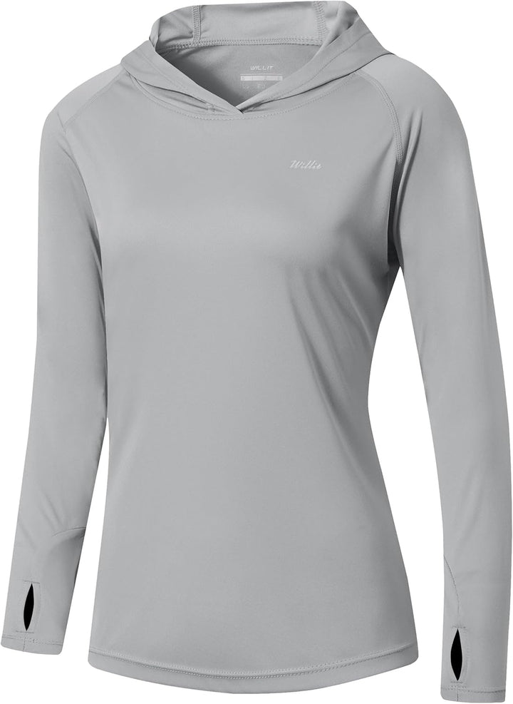 WILLIT Damen Laufshirt UPF 50+ Sonnenschutz Hoodie Sportshirt UV Shirt Langarm Wandern Angeln Outdoo