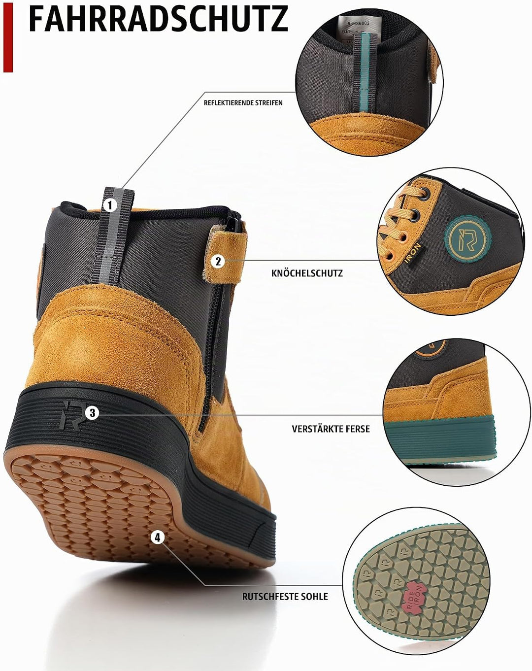 RIDEIRON Motorradschuhe Herren Damen Motorradstiefel CE-geprüft | rutschfeste verdickte Sohle wasser