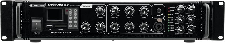 OMNITRONIC MPVZ-120.6P Mischverstärker | 6-Zonen-ELA-Mono-Mischverstärker, MP3-Player & IR-FB, Zonen