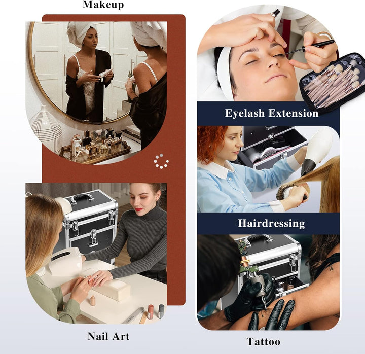 Kosmetik Trolley mit 2 Schubladen Friseurkoffer Gross Kosmetikkoffer Ngaelkoffer Make up Koffer mit