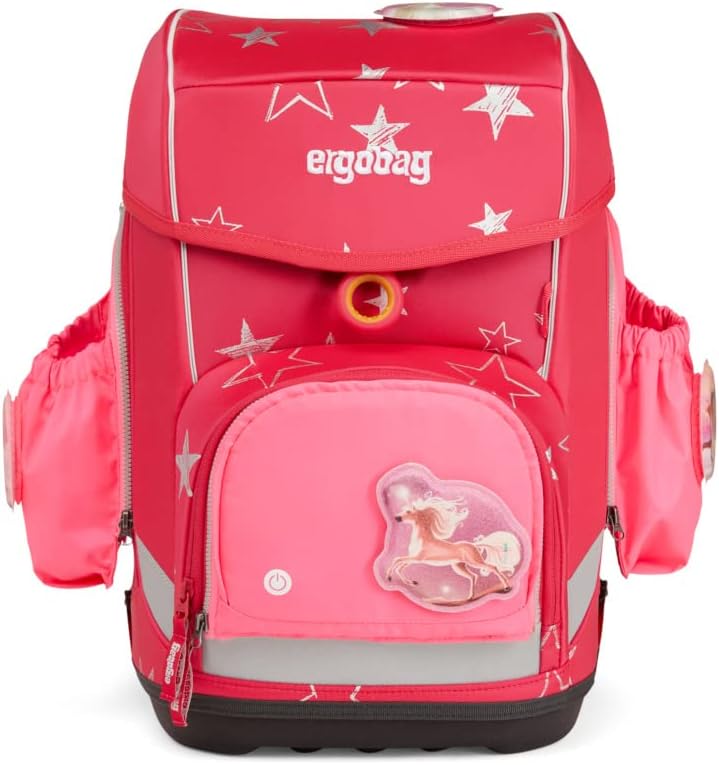 ergobag Fluo LED Seitentaschen Set Geeignet für pack, cubo, cubo light und wide Einheitsgrösse Pink