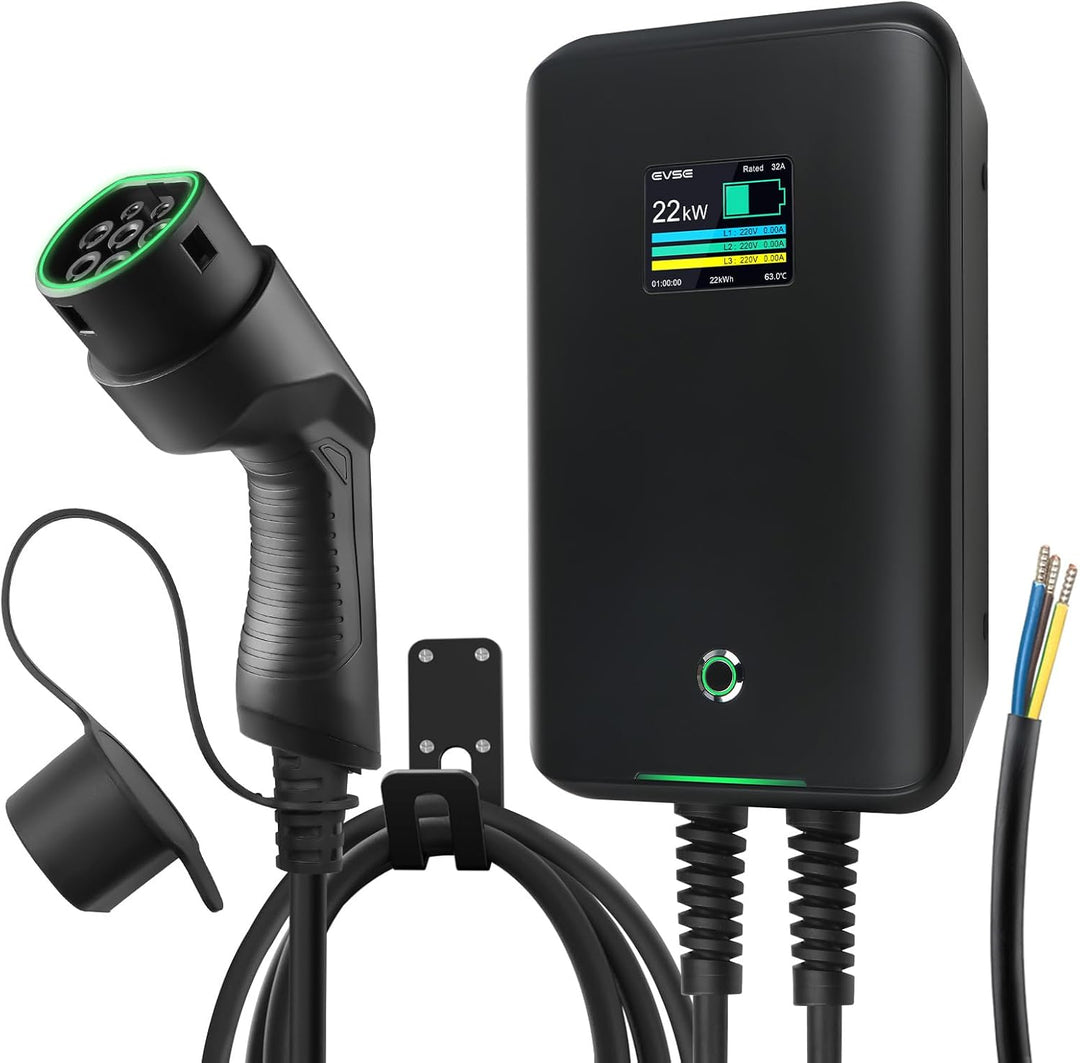 astoneves 22kW EV Ladestation Wallbox, 32A 3 Phase Elektroauto Ladestation mit 6,1m Typ 2 Ladekabel