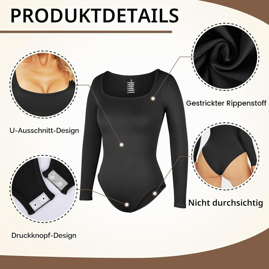 Svanco Body Damen Langarm Bodysuit Bauchweg Formende Shaping Body Shaper für Frauen Elegant Slimming