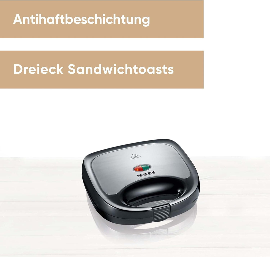 SEVERIN Sandwich-Toaster, Sandwichplatte, 600 W, SA 2969, Edelstahl/Schwarz Noir/Inox Brossé Single