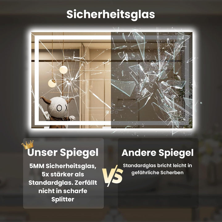 Snowdool LED-Badezimmerspiegel, 60 x 80 cm Kosmetikspiegel Mit Beleuchtung, Beleuchteter Wandspiegel
