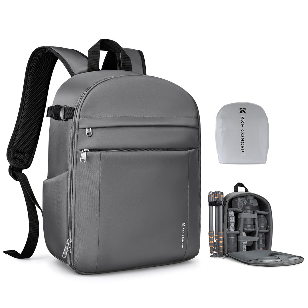 K&amp;F CONCEPT Kamerarucksack Fotorucksack Kompakt &amp; Leicht mit Regenschutz Dunkelgrau, Dunkelgrau