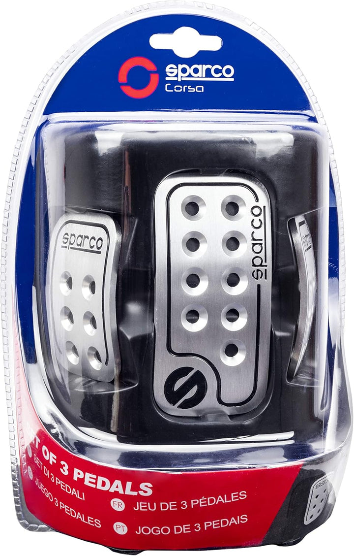 Walser 16959 Pedalset Sparco Racing 3 - teilig 150 ml, Chrom Aluminium Single, Aluminium Single