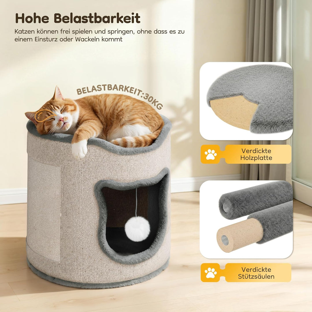 40x40x34cm Grosses Katzenhaus, belastbar 30 kg, Komfortables Katzenbett, Katzen Bettchen, Katzenhöhl