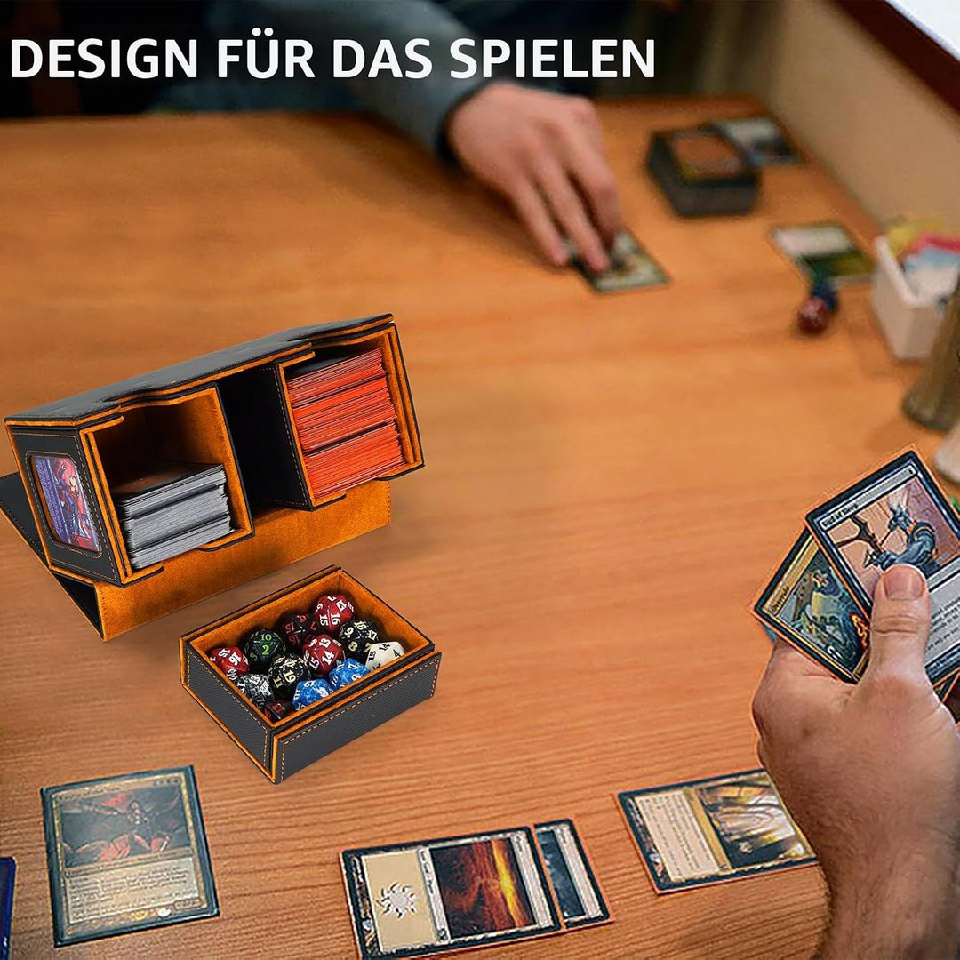 AFIING MTG Commander Kartenbox, 3-in-1 Karten-Aufbewahrungsbox für 200+ doppelt gesleevte Karten, Ma