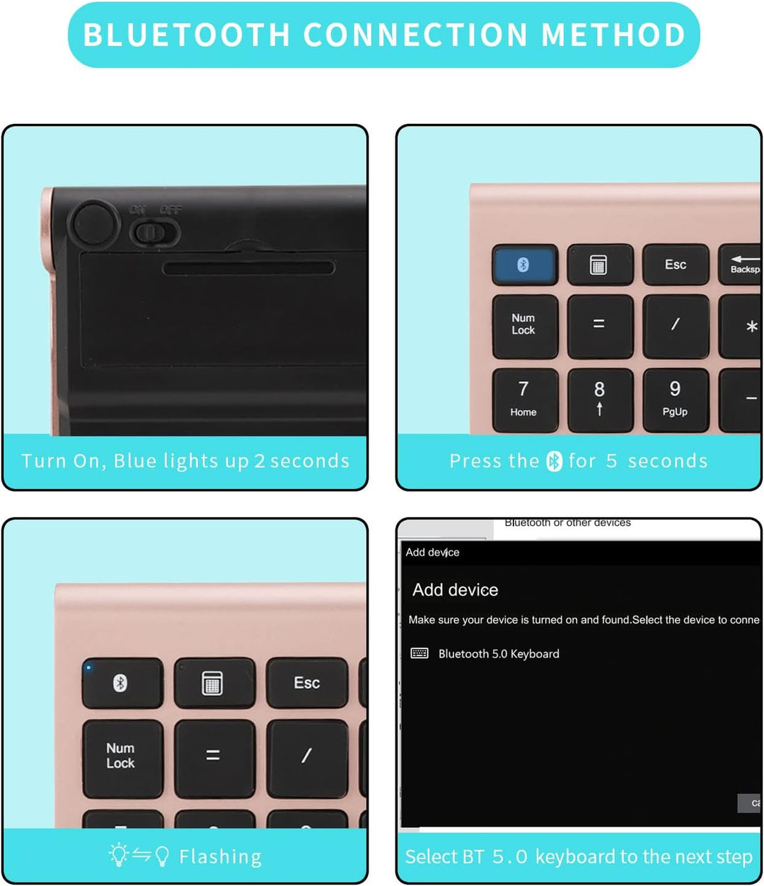 Gugxiom Bluetooth-Nummernblock, 22 Tasten, Tragbarer Mini-Zahlenblock für die Finanzbuchhaltung, Blu