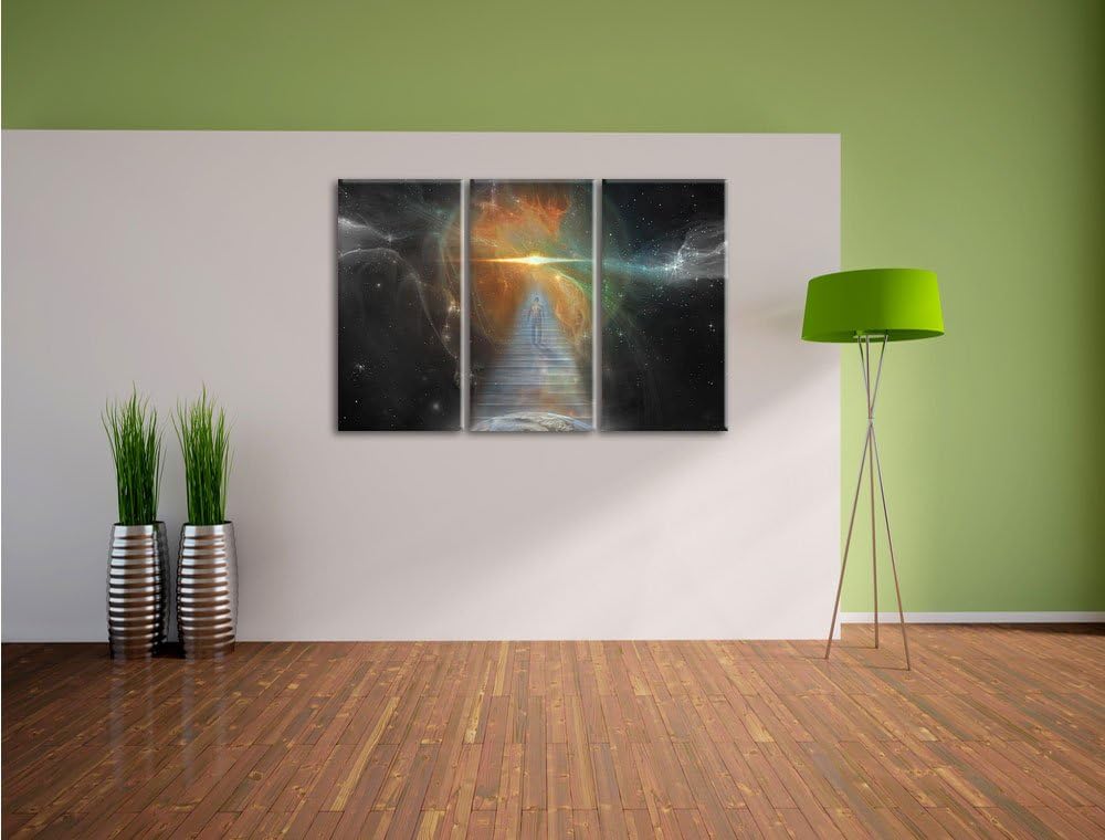 Pixxprint Kosmische Treppe in die Galaxis als Leinwandbild/Grösse: 3 Teilig (120x80 cm) cm/Wandbild/