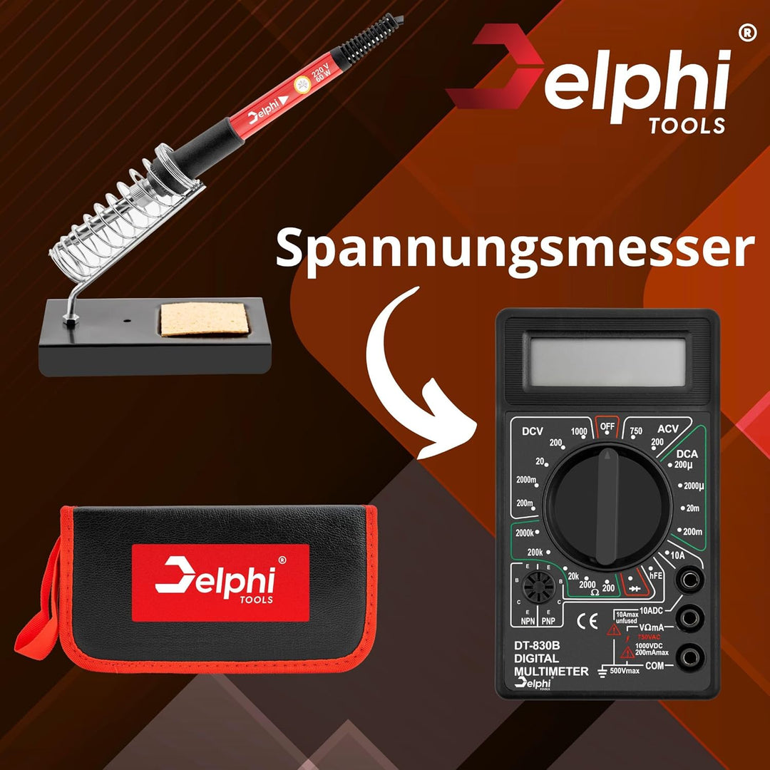 DELPHI Lötkolben Set 60W Lötstation 23 in 1 Lötset Mit Temperatur Einstellbar 200-450°C, 6x Lötspitz