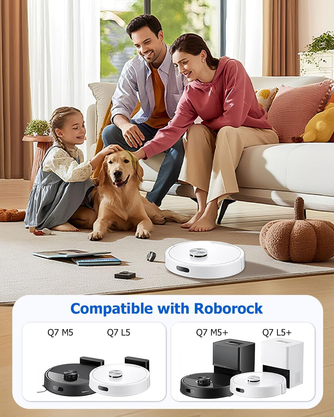 Zubehörset für Roborock Q7 M5/Q7 M5+/Q7 L5/Q7 L5+ Saugroboter, 1 Hauptbürste, 4 Hepa-Filter, 6 Wisch