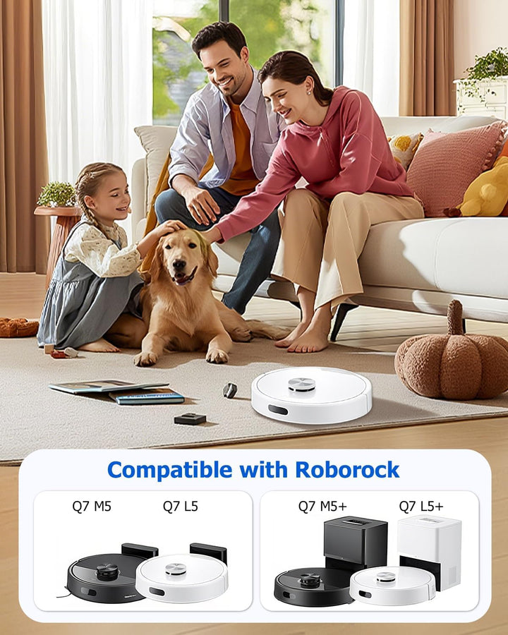 Zubehörset für Roborock Q7 M5/Q7 M5+/Q7 L5/Q7 L5+ Saugroboter, 1 Hauptbürste, 4 Hepa-Filter, 6 Wisch
