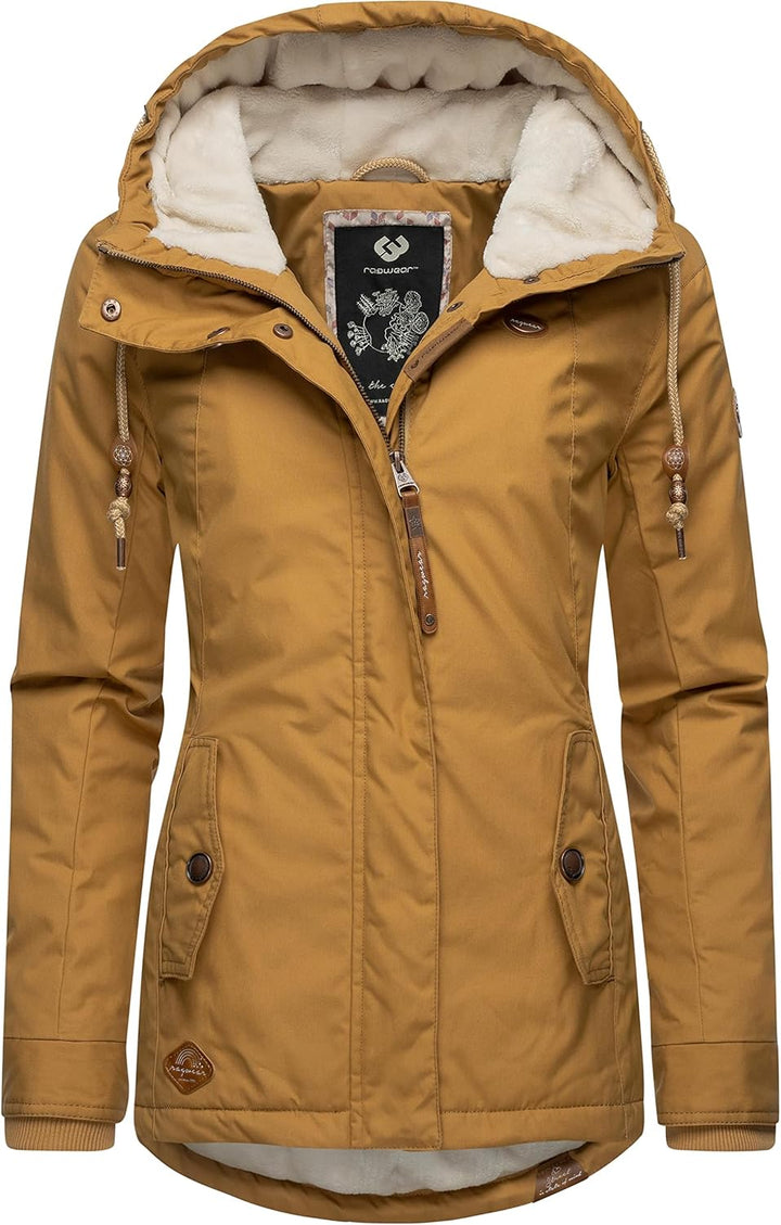 Ragwear Damen warme Winterjacke kurz mit Kapuze Monade XS-6XL XL Camel22, XL Camel22