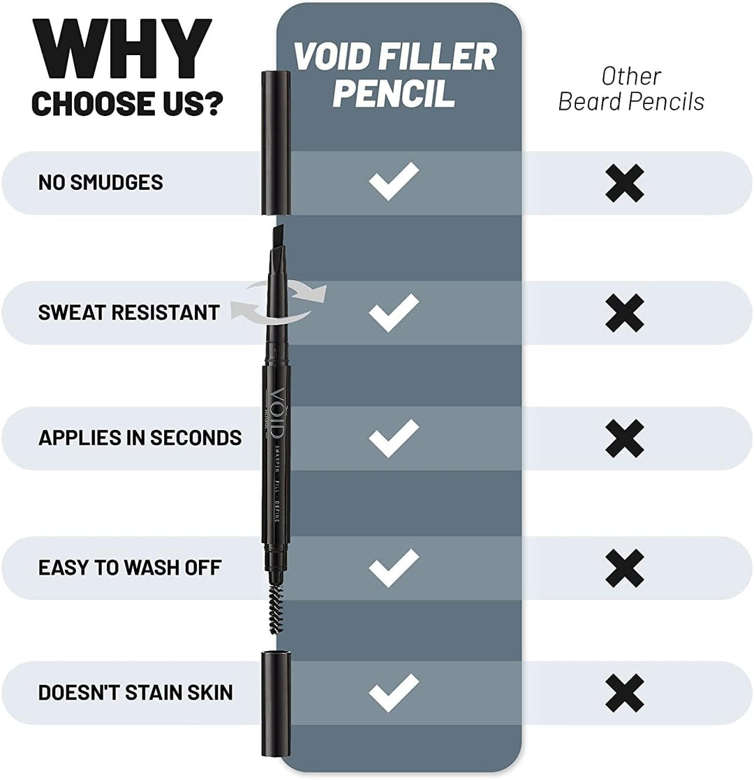 VOID Homme Bartstift (4er-Set, Schwarz) Herren Bartfüller und Bartstift, Bart Farbe Schwarz und Bart