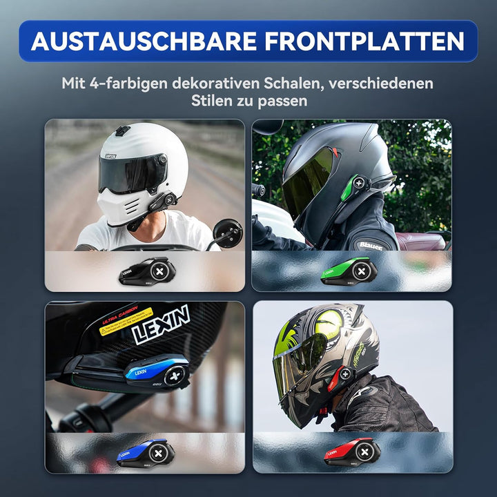 LEXIN G2 Motorrad Bluetooth Headset, Helm Kommunikationssystem für 2 bis zu 6 Personen in Reichweite
