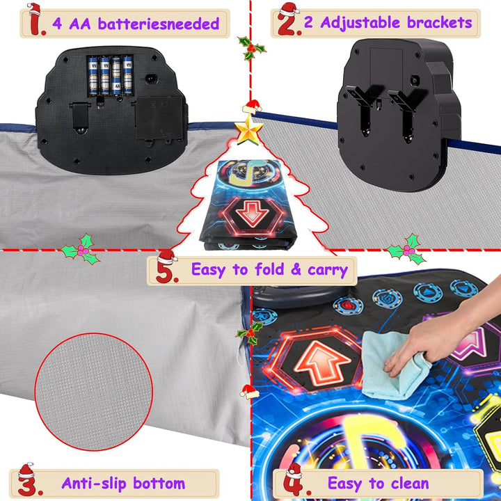 Tanzmatte für Kinder ab 3-12 Jahre, 2025 Musikmatte mit 8 LED-Lichtern&Bluetooth,Tanzmatte für mädch