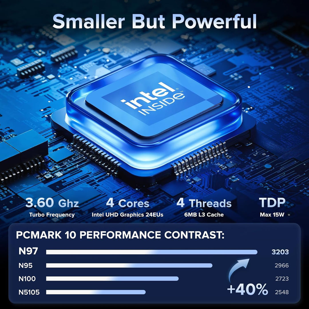 NiPoGi AK1PLUS Mini PC Ιntel Alder Lake Ν97(Bis zu 3,6GHz,4C/4T)16GB DDR4/1024GB M.2 SSD,Mini Comput