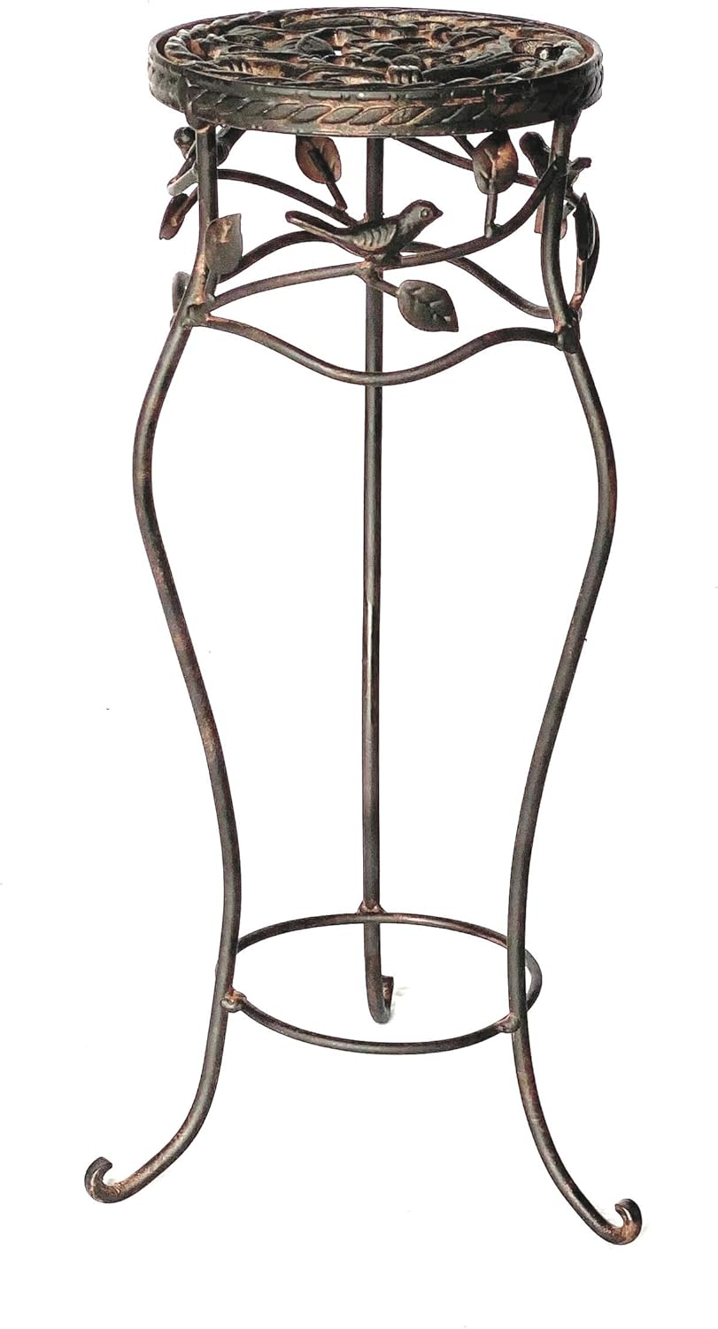 DanDiBo Blumenhocker Metall Schwarz Rund Höhe 52 cm Blumenständer 18215 Blumensäule Antik Pflanzenst
