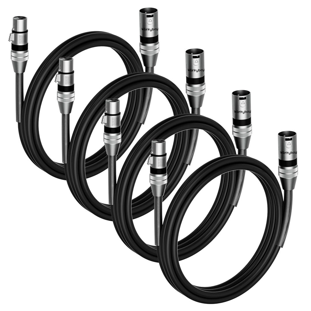 3-polig XLR Kabel 1.5m (4 Stück)，Stecker auf Buchse XLR Adapter, SR-Struktur Symmetrisch Mikrofonkab