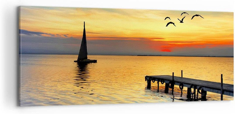 Wandbilder Dekoration Wohnzimmer Strand landschaft wasser brücke Panorama Bilder auf Leinwand 120x50