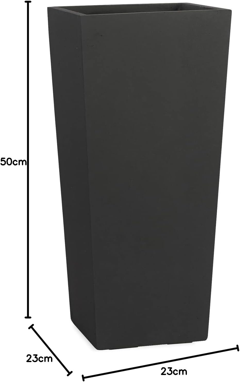 Pflanzwerk® Pflanzkübel Bodenvase Fiberglas Conic ANTHRAZIT 50x23x23cm *Frostbeständige Blumenkübel*