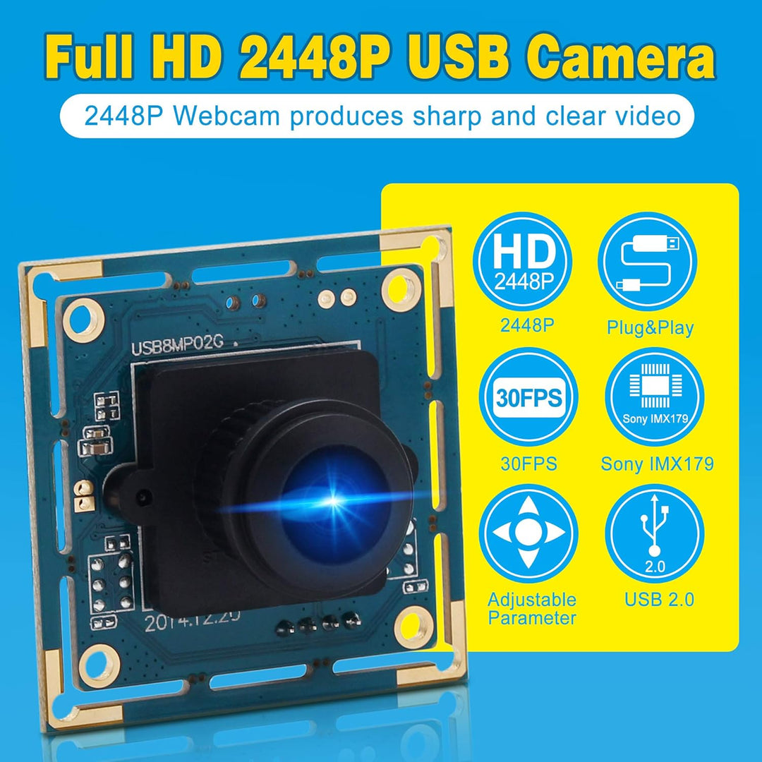 ELP 8 MP USB Kameramodul IMX179 Sensor Super HD 3264X2448 Eingebettete Kamera für Industrie, USB mit