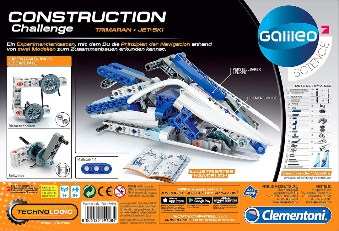 Clementoni 59108 Clementoni - 59108 - Construction Challenge - Trimaran und Jetski, Mehrfarben, Trim