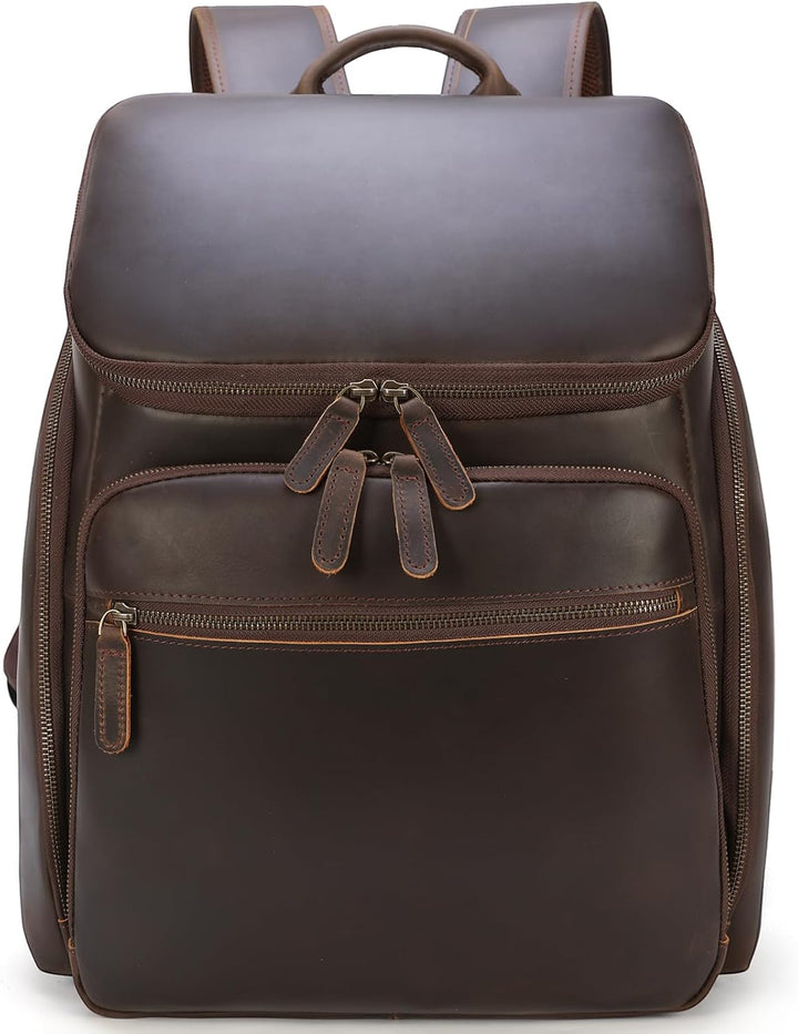 TIDING Rucksack Herren Leder 15,6 Zoll Laptop Tasche Schulrucksack Laptoptasche Grosse Kapazität Day