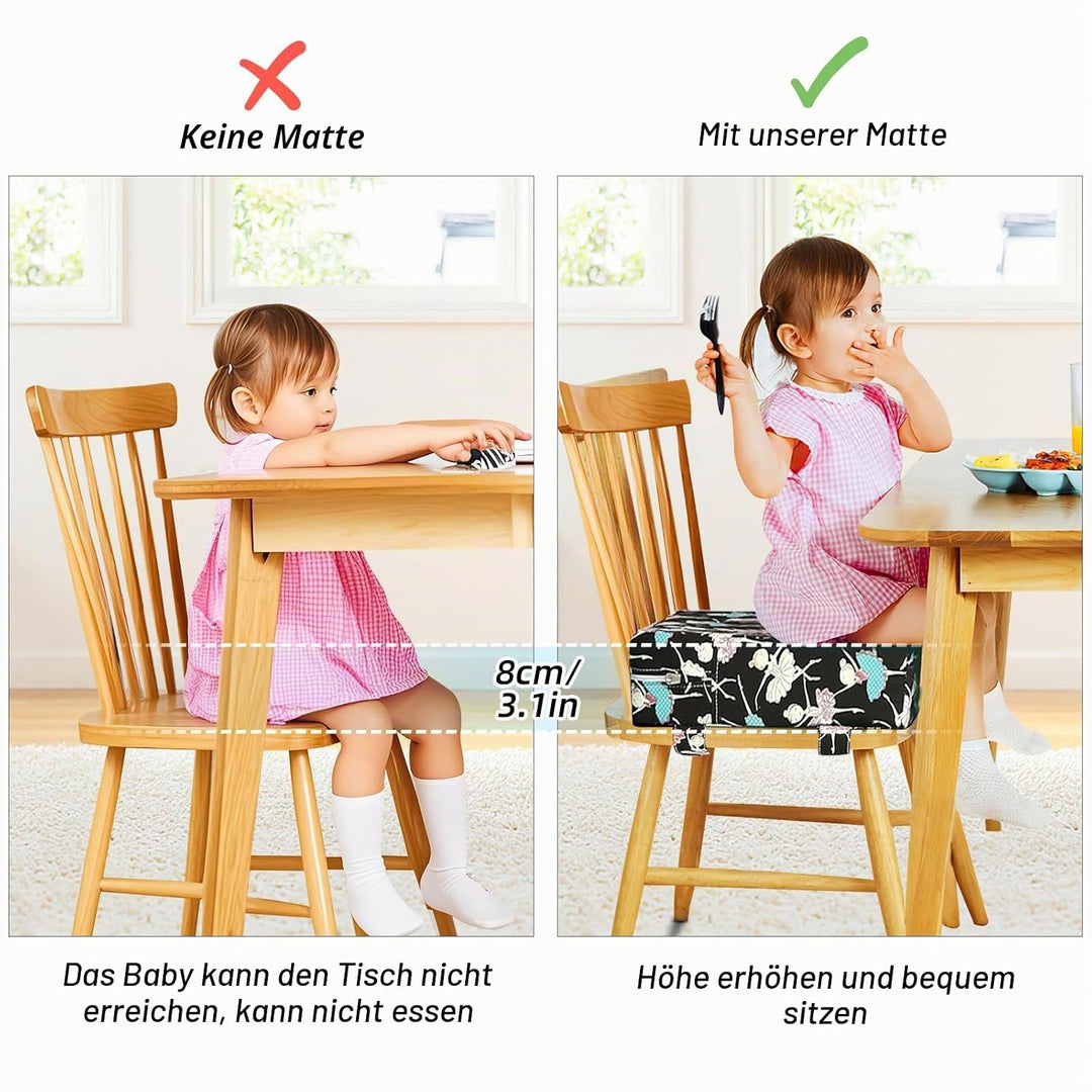 Zicac Sitzerhöhung Baby Tragbar Sitzkissen Cartoon Design für Kinder (Schwarz Dancer), Schwarz Dance