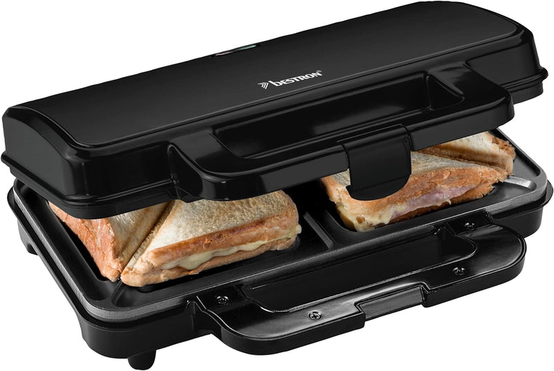 Bestron XL Sandwichmaker, Antihaftbeschichteter Sandwich-Toaster für 2 Sandwiches, inkl. automatisch