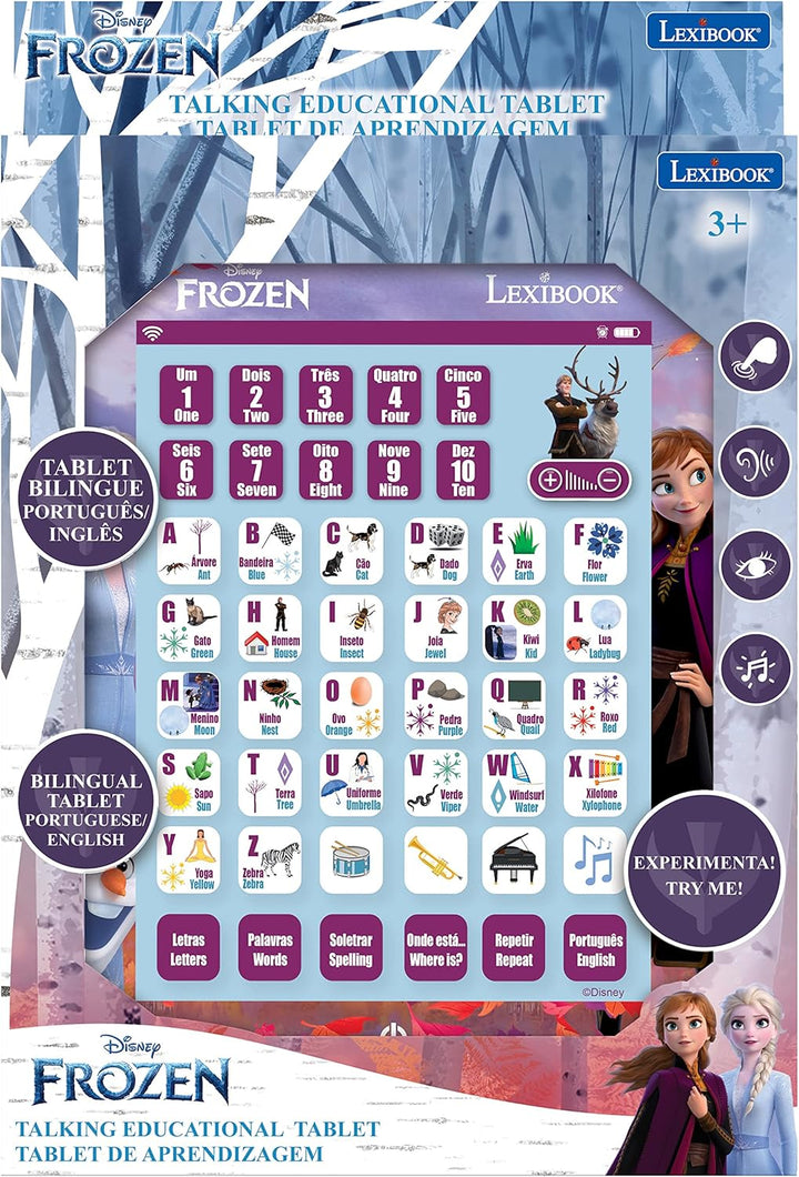 LEXIBOOK JCPAD002FZi4 Disney Frozen Lerntablett Zweisprachig Buchstaben Zahlen Wörter Rechtschreibun