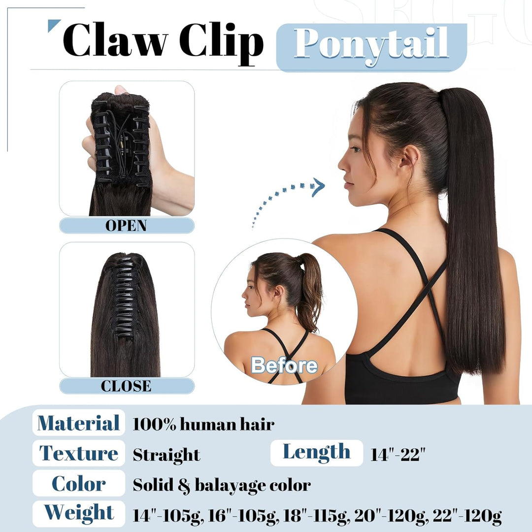 SEGO Ponytail Extension Echthaar Pferdeschwanz Zopf Clip in Haarteil Haarverlängerung 100% Remy Haar
