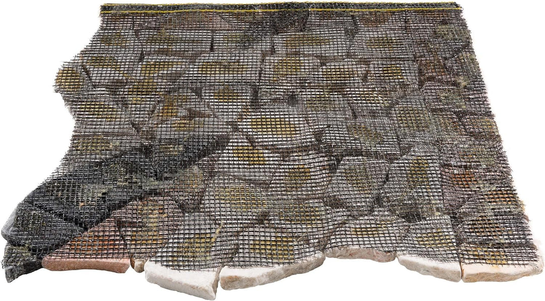 DIVERO Fliesen Rosone Windrose Naturstein Mosaik Marmor dekorativ creme-grau- rosé 90 x 90 cm Fliese
