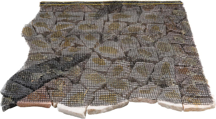 DIVERO Fliesen Rosone Windrose Naturstein Mosaik Marmor dekorativ creme-grau- rosé 90 x 90 cm Fliese