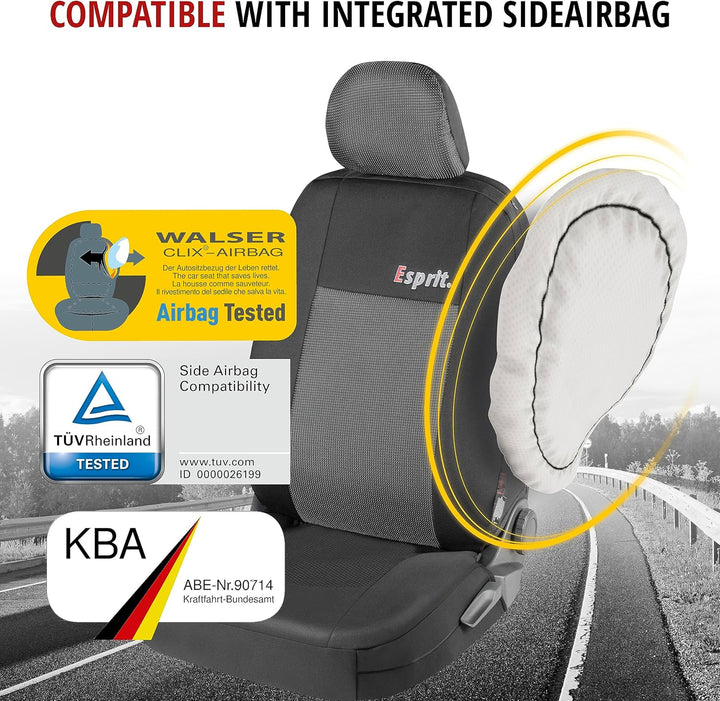 Walser Auto-Sitzbezug Komplettset Esprit mit Reissverschluss, Zipp-IT Premium Auto-Schonbezüge für N