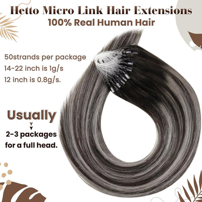 Hetto Remy Extensions Echthaar Microring Balayage Microring Extensions Echthaar Schwarz mit Silver M