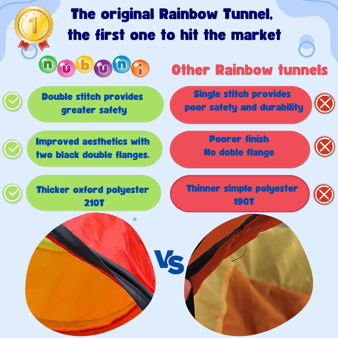 NUBUNI Tunnel XL 180 cm. : Tunnel Kinder : Kriechtunnel : Krabbeltunnel für Kinder : Spieltunnel Kin