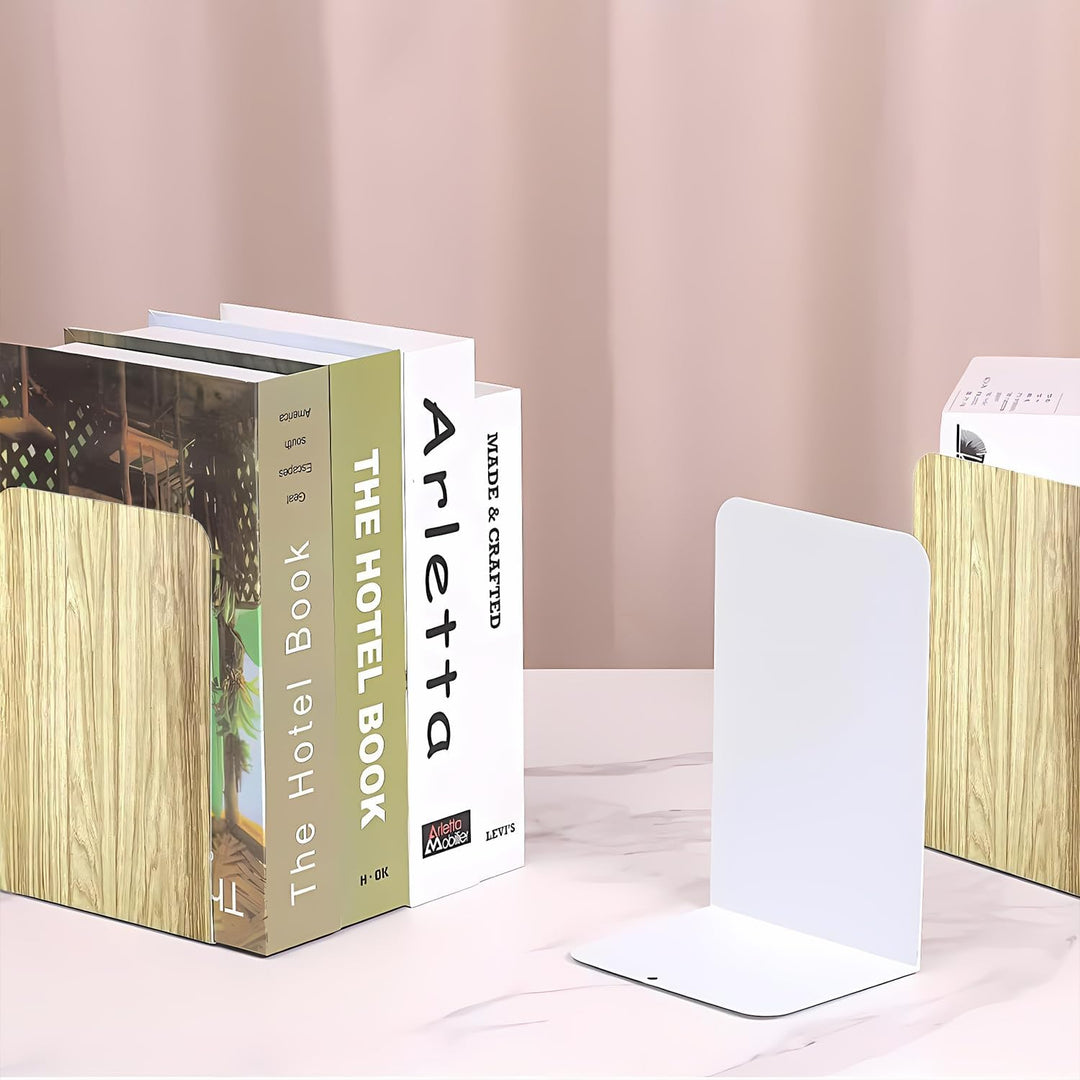 DIFIT Bookends, 4 Pairs Bookends Book Holder, Bookends Metal Bookends for Magazines/Books/CD, DVD Bo