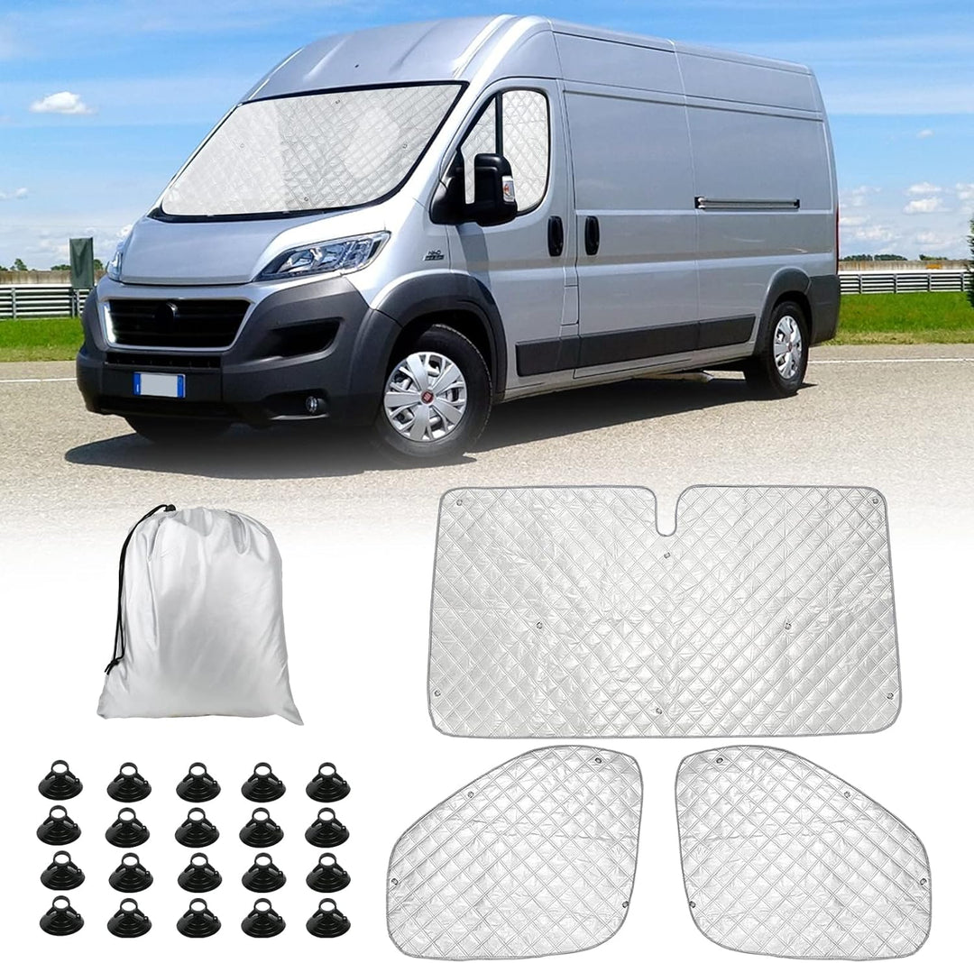 Sonnenschutz Auto Frontscheibe Kompatibel mit FIAT Ducato Peugeot Boxer Citroën Jumper 2006-2021, 3
