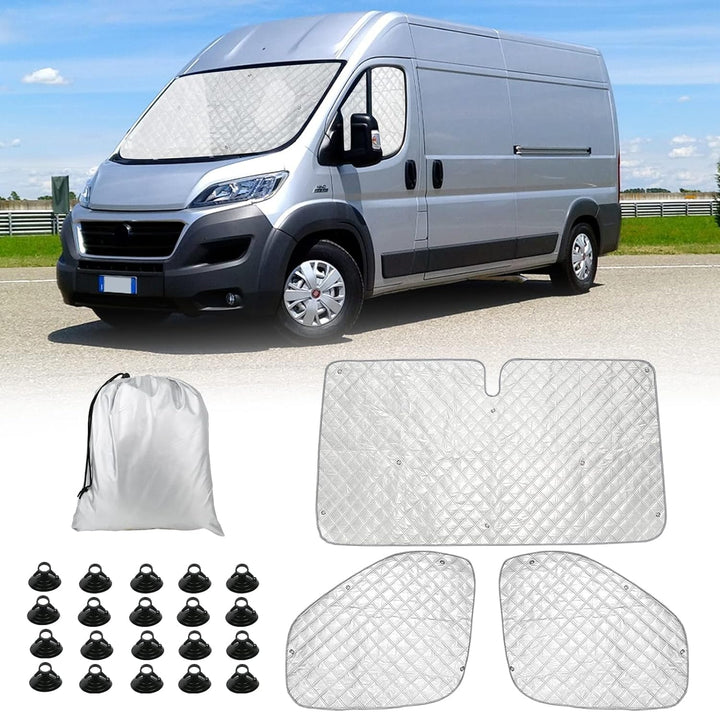 Sonnenschutz Auto Frontscheibe Kompatibel mit FIAT Ducato Peugeot Boxer Citroën Jumper 2006-2021, 3