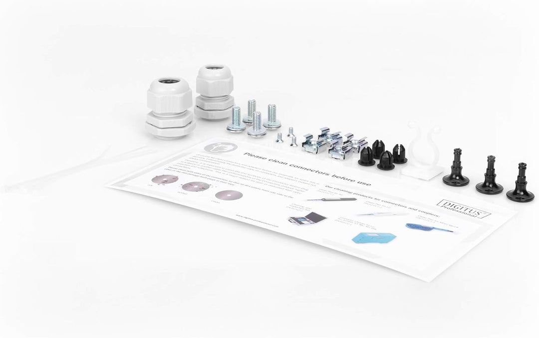 DIGITUS LWL Spleissbox 6 Kupplungen - LC - OM4 - 1HE - 19-Zoll - Multi-Mode Duplex - Mit Spleiss-Kas